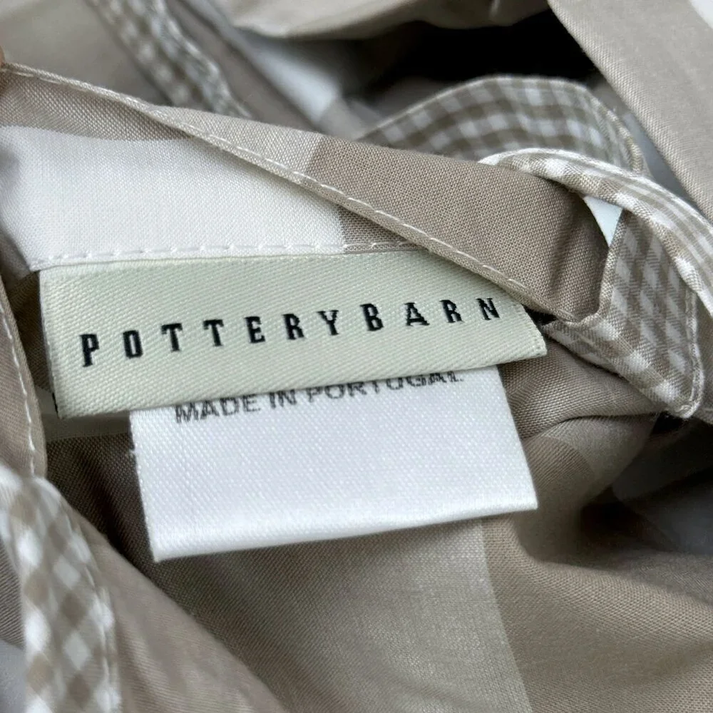 POTTERY BARN Buffalo Check Sham Beige Cotton One Pillowcase NWT